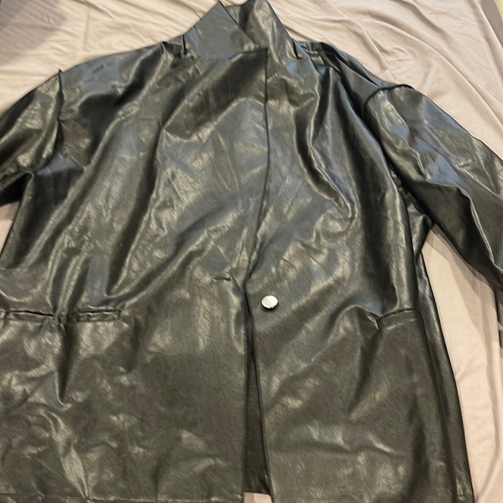 shein new worn oversized leather jacket